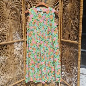 Vibtage Womens TANNER sz10 Old Florida 50s 60s Floral babydoll Sleeveless Dress